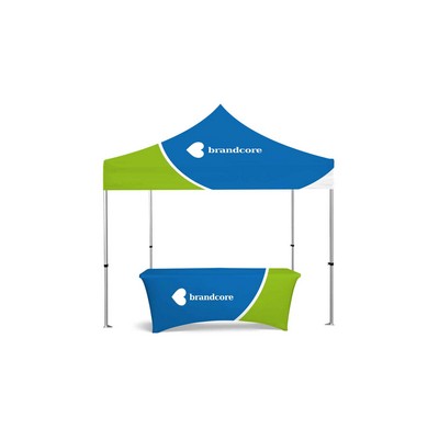 10x10' Basic Canopy Kit w Deluxe Steel Frame, Dye Sublimation Canopy & 6' Table Cover