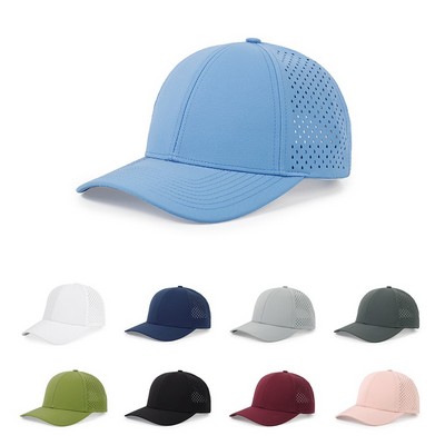 Stock Solid Color Quick Dry Poly 6-Panel Cap w/ Perforated