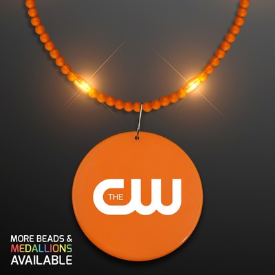 Still-Light Orange Beads With Medallion - PRINTED
