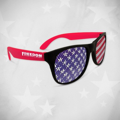 American Flag Neon Red Pad Printed Billboard Sunglasses(Pad Print)