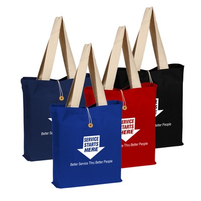 12oz. 100% Cotton Colored Button-Up Canvas Tote w/Natural Handle