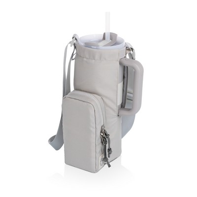 Eclipse- 40 oz Tumbler Tote - Pebble Gray with White 40oz Stainless Travel Mug