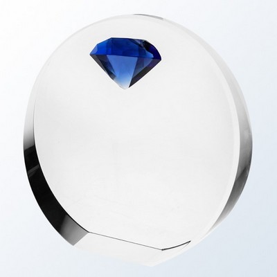 Blue Diamond Circle Crystal Award, 6"H