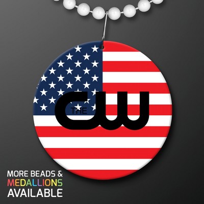 USA Flag Medallion for Beaded Necklace (Non Light Up) - PRINTED