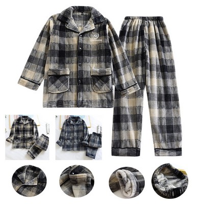 Men's Pajama Set Flannel Plaid Sleepwear PJ Sleepwear