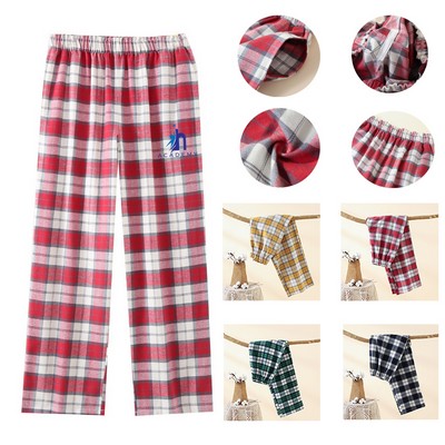 Women's Pajama Pants Long Sleep Soft Cotton Elastic Waist Bottoms Plaid Lounge