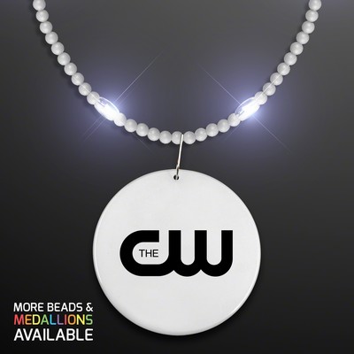Still-Light White Beads With Medallion - PRINTED