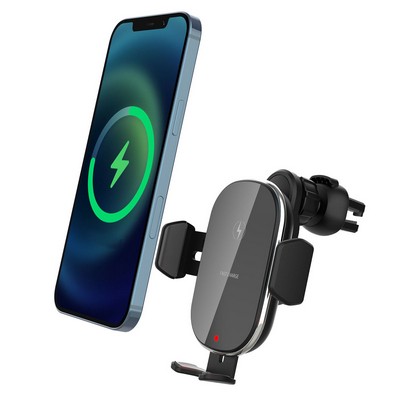 15W Fast Wireless Car Charger with Auto-Sensing Phone Mount & Adjustable Air Vent Holder