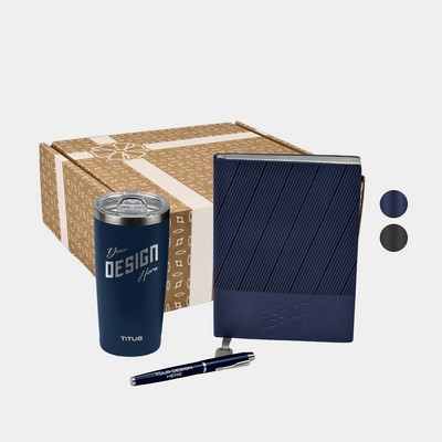 TiTUS® 20 oz Insulated Tumbler, Executive Corduroy Notebook & Pen Gift Set