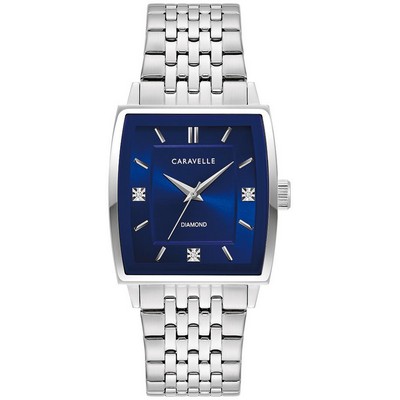 Caravelle Men's Modern Stainless Steel Bracelet Watch Navy Dial
