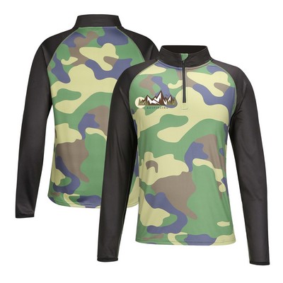 Athletic Quarter Zip Raglan Training Pullover (Full Color)