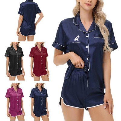 Women Silk Satin Pajamas Set