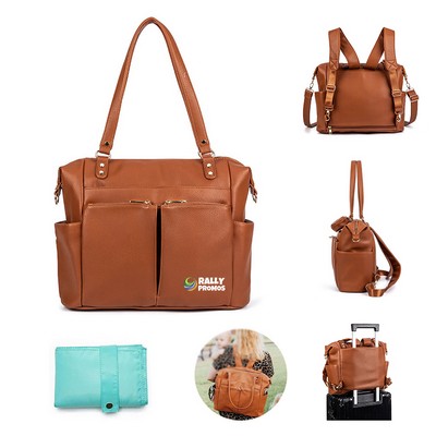 Diaper Bag Tote PU Leather Backpack
