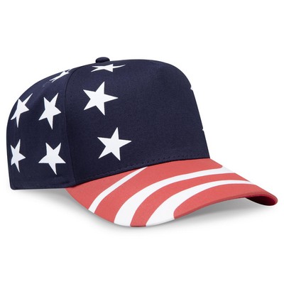 OTTO United States Flag Pattern Cotton Twill 5 Panel Pro Style Baseball Cap
