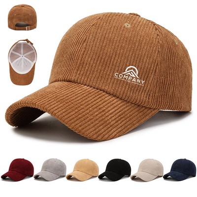 6 Panels Structured Dad Hats Corduroy Baseball Caps