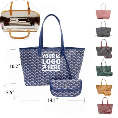 Large-Capacity Linen Canvas Beach Bag with Wallet Pocket