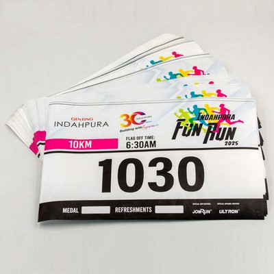 Custom 7.9" x 5.5" Paper Running Race Bib Competitor Numbers with Safety Pins