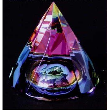 Optic Crystal Rainbow Faceted Cone Paperweight w/Dome