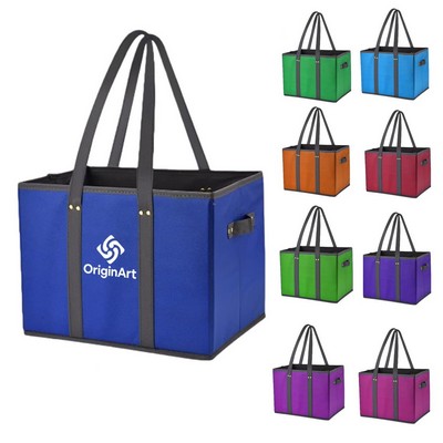 Heavy Duty Reusable Grocery Bag Box Shaped Shopping Tote