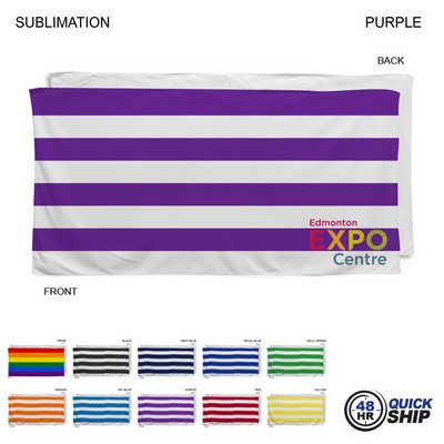 48 Hr Quick Ship - Cabana Stripe Sublimated, Absorbent Microfiber Dri-Lite Terry Beach Towel 30"x60"
