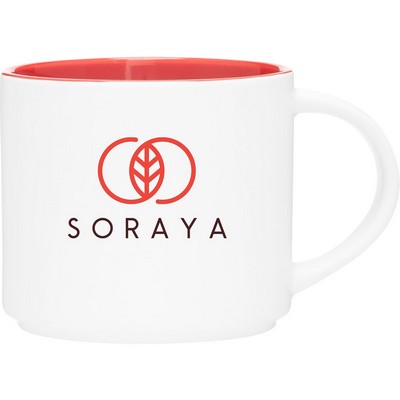 16 oz Monaco Ceramic Mug (Matte White/Red)