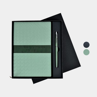 TiTUS® Sahara Duo – PU Leather A5 Notebook & Metallic Finish Pens Gift Set