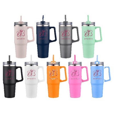 Houston 30 oz Vacuum Travel Mug w Straw