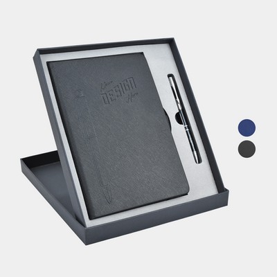 TiTUS® Magnetic PU Leather Notebook & Metal Pens Gift Set