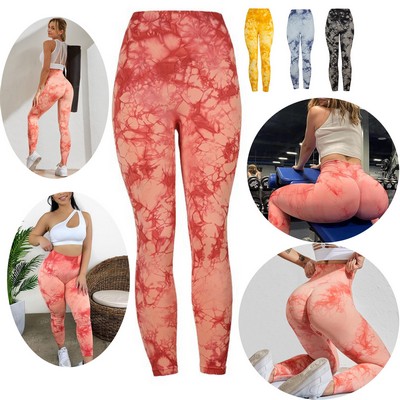 High Waisted Workout Yoga Pants Seamless Tie-Dye Leggings