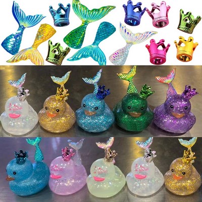 Car Rubber Duck, Yellow Duck Decoration Dashboard with Mermaid Accessories