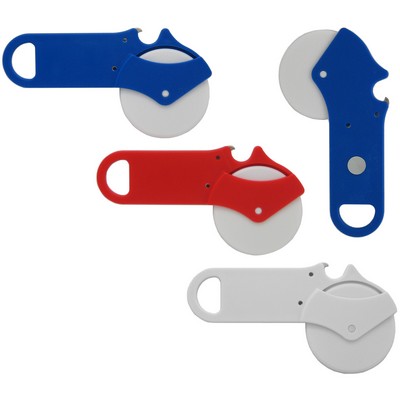 Pizza Cutter w/Bottle Opener & Magnet Hold