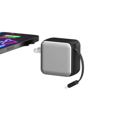 PhoneSuit Novo GaN All-in-One USB-C Wall Charger - Built-in Retractable USB-C Cable - 45W PD