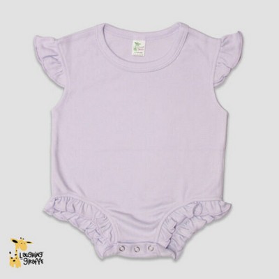 Flutter Sleeve Baby Bubble Rompers Lilac 65% Polyester - 35% Cotton blend - Laughing Giraffe®