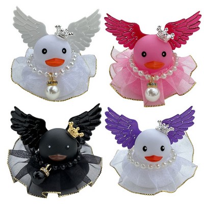 Car Rubber Duck, Yellow Duck Decoration Dashboard with Angel jewelry